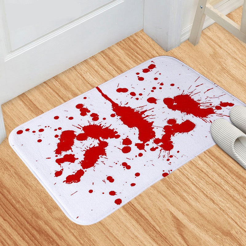 Horror-Inspired Splatter Print Memory Foam Bath Mat With Non-Slip Backing