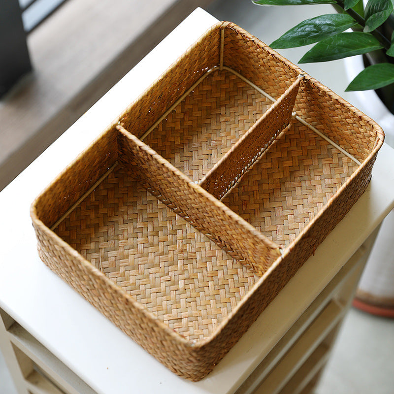 Woven Multi-Compartment Storage Basket Bowlift