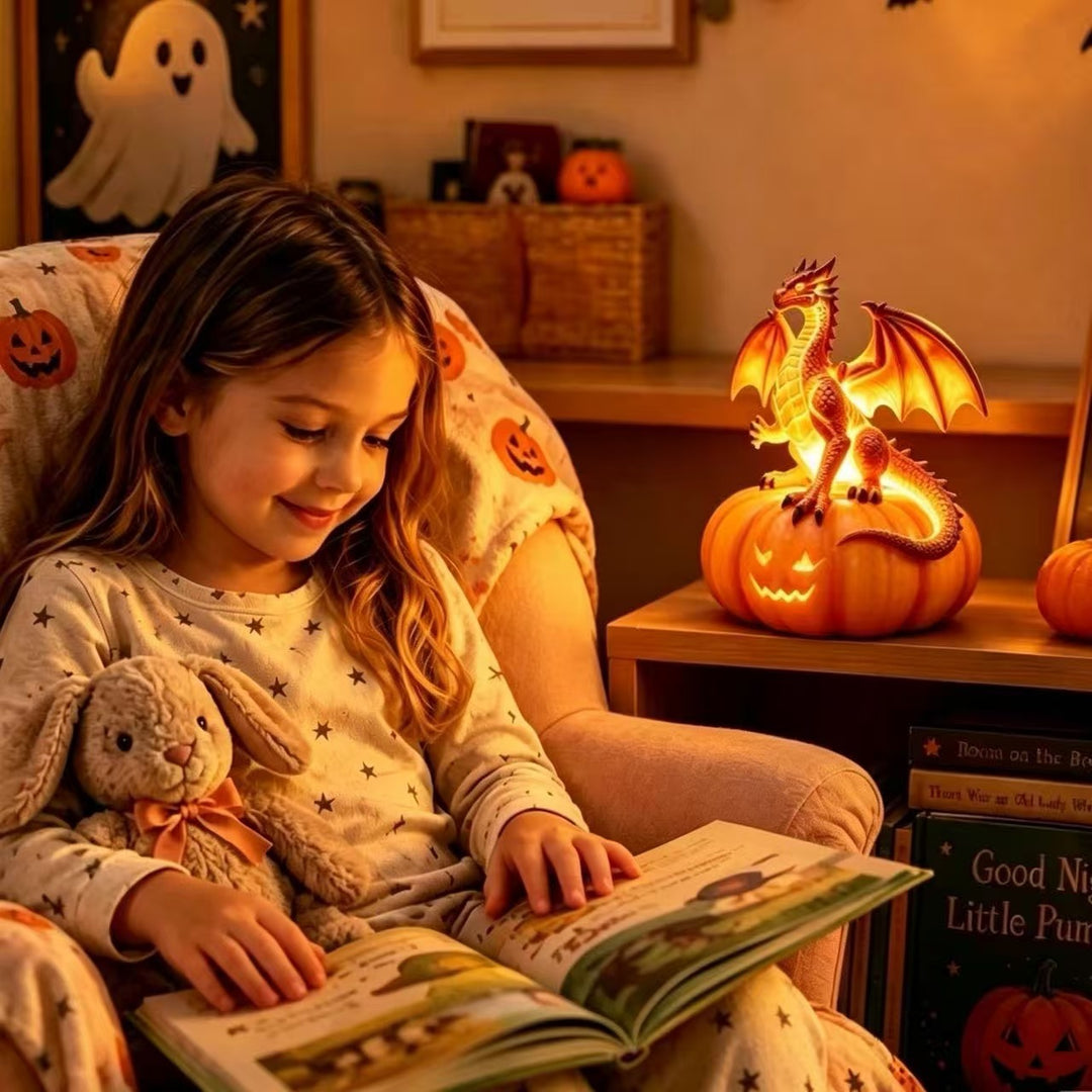 Decorative dragon on pumpkin lamp Bowlift