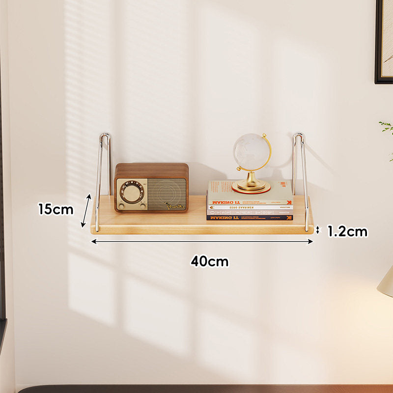 Compact Wall-Mounted Floating Shelf with Slim Metal Side Brackets