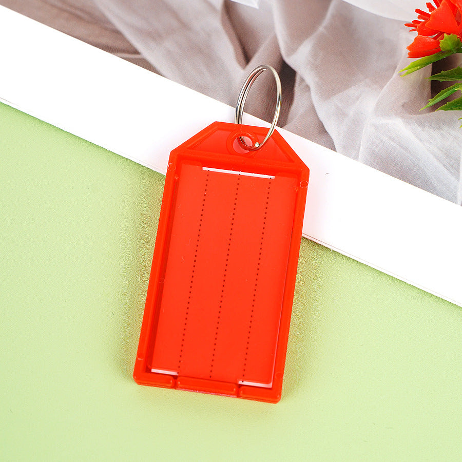 Unisex label tag with transparent sleeve and three writable fields Bowlift