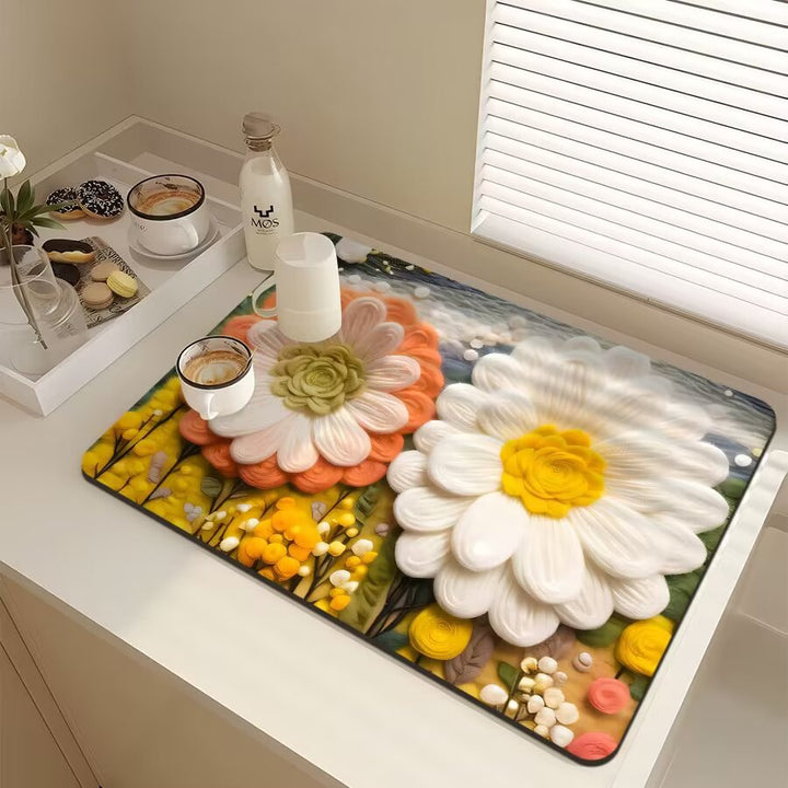 Floral-Themed Kitchen Mat Bowlift