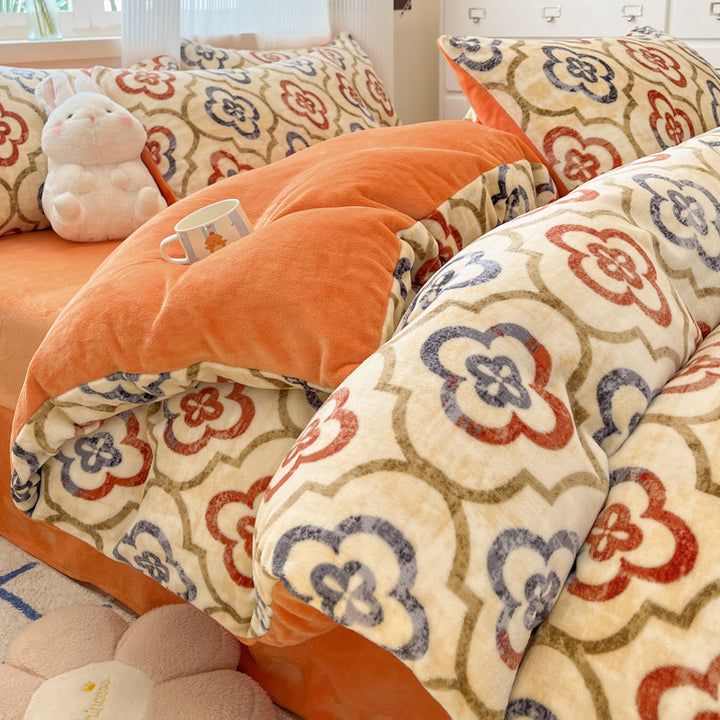 Plush Reversible Microfiber Comforter Set With Oversized Bolstered Body Pillow And Geometric Print