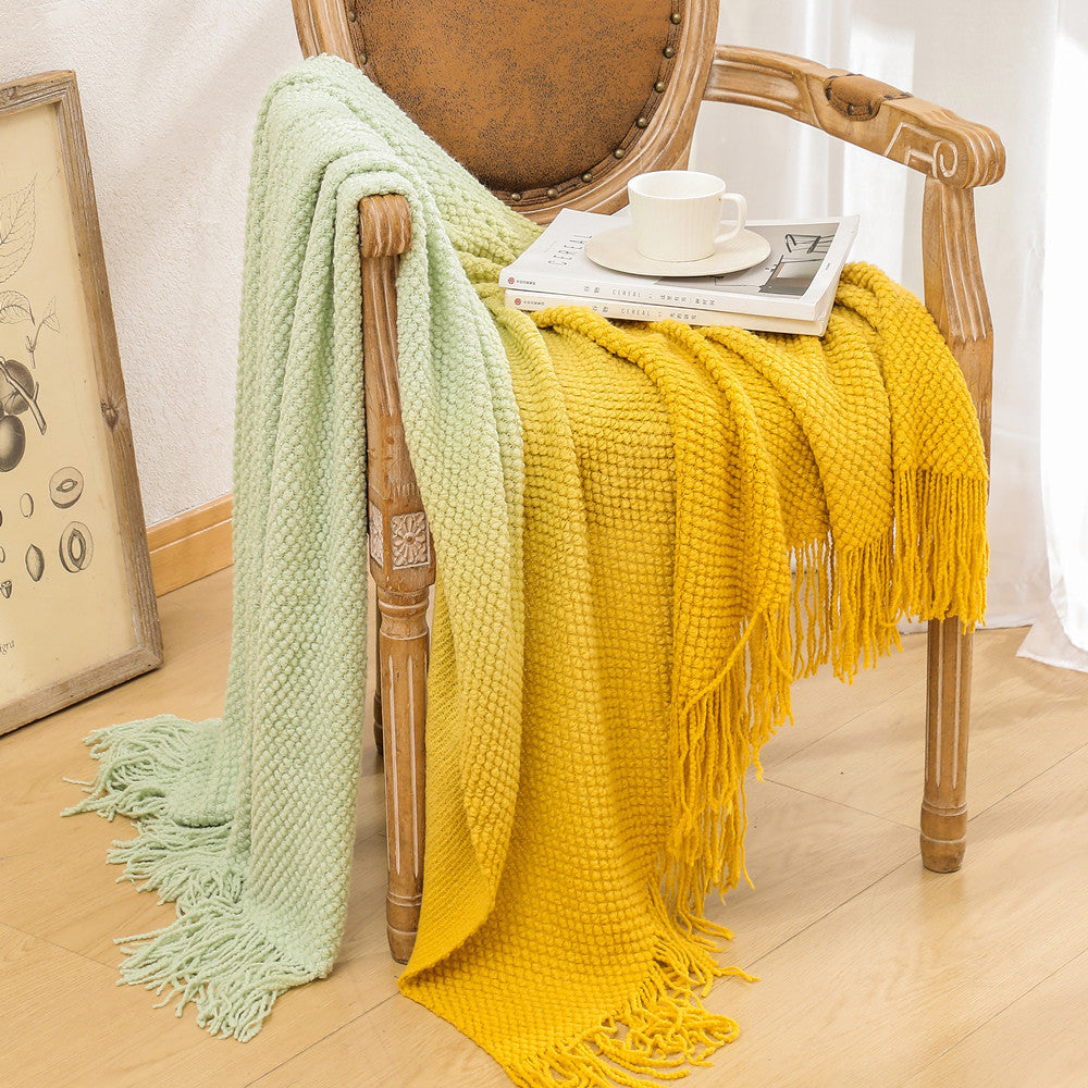 Luxury Textured Fringed Throw Blanket Bowlift