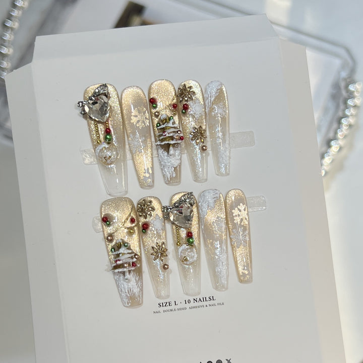 Festive Glamour Stiletto Press-On Nail Art Set Bowlift