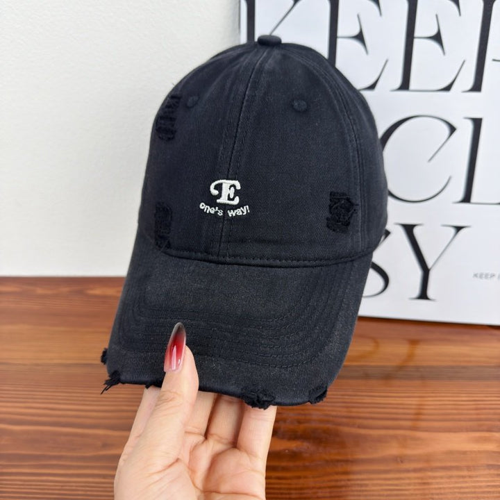 Unisex Distressed Denim Cap Bowlift