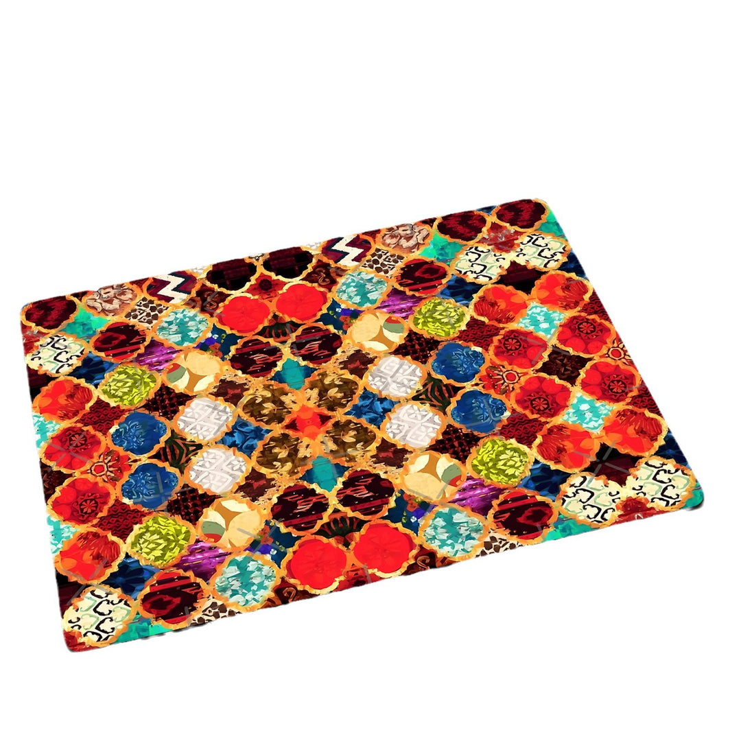 Colorful Geometric Pattern Bath Mat Bowlift