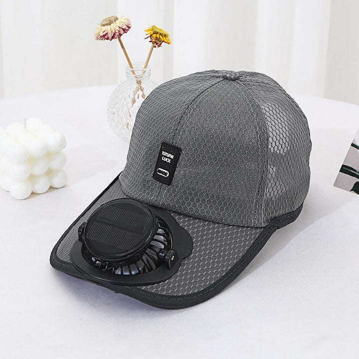 Solar-powered Fan Cap with integrated fan and breathable mesh Bowlift