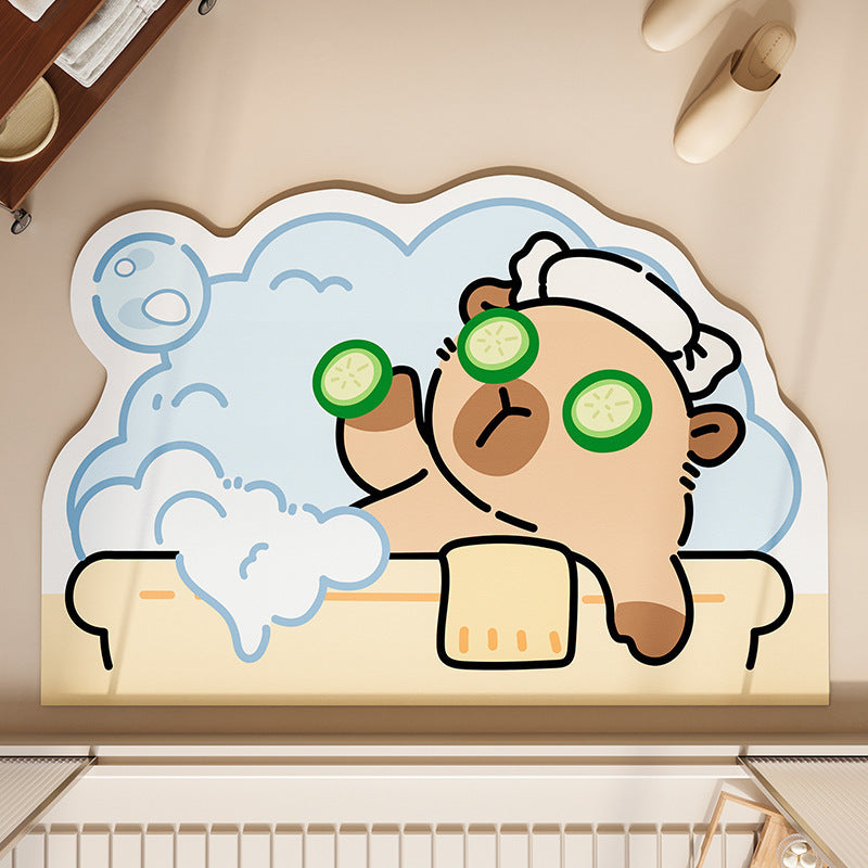 Fun Cartoon Dog Bath Mat Bowlift