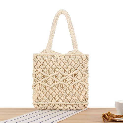Hand-knitted tote bag with geometric patterns Bowlift