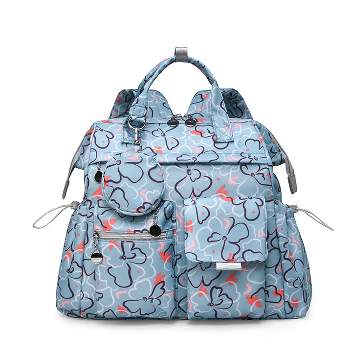 Floral Print Multi-Pocket Diaper Backpack Bowlift