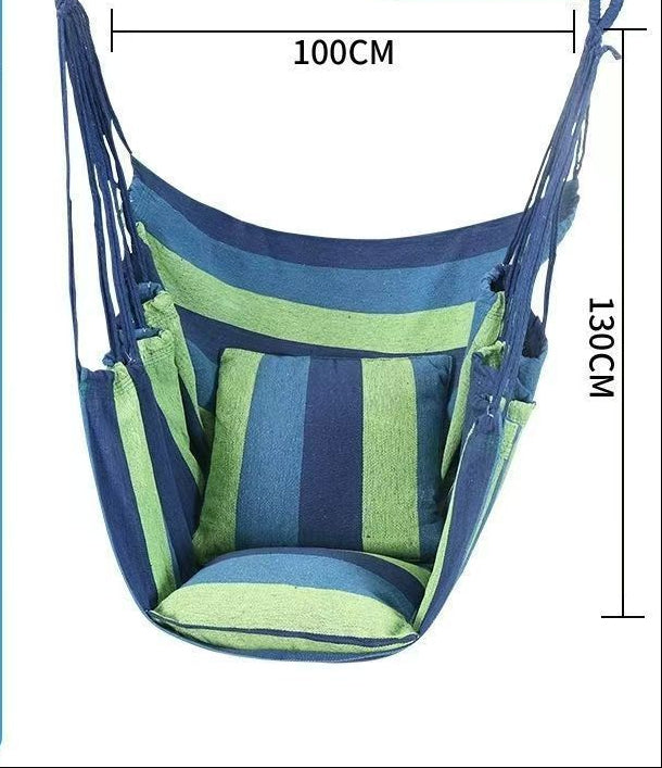 Hanging hammock chair with reinforced cotton canvas and integrated arm pockets Bowlift