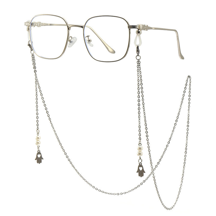Chic Square Frame Glasses with Decorative Chain Bowlift