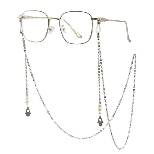Chic Square Frame Glasses with Decorative Chain Bowlift