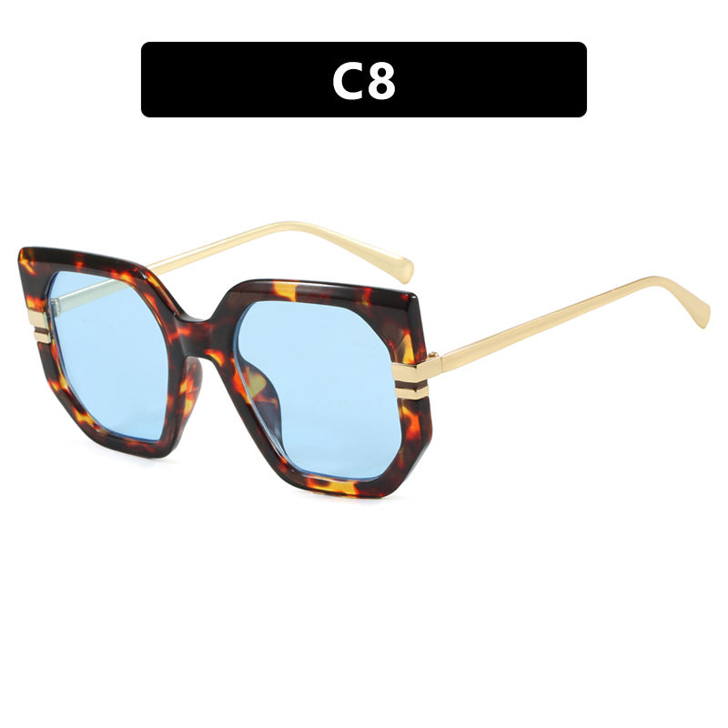 Women's geometric sunglasses with luxurious gold frame and polarized lenses Bowlift