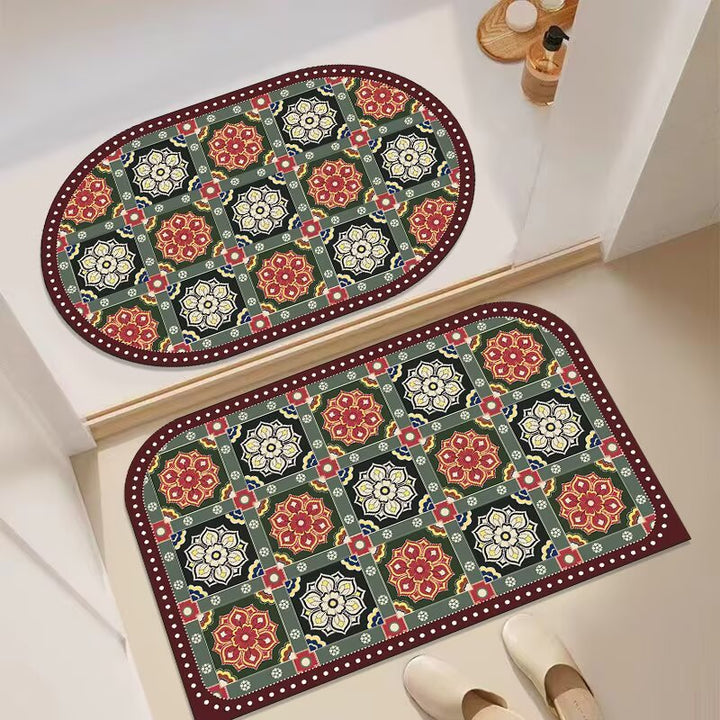 Decorative Floral Entryway Mat Bowlift