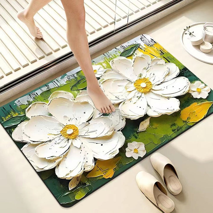 Luxurious Floral Design Bath Mat