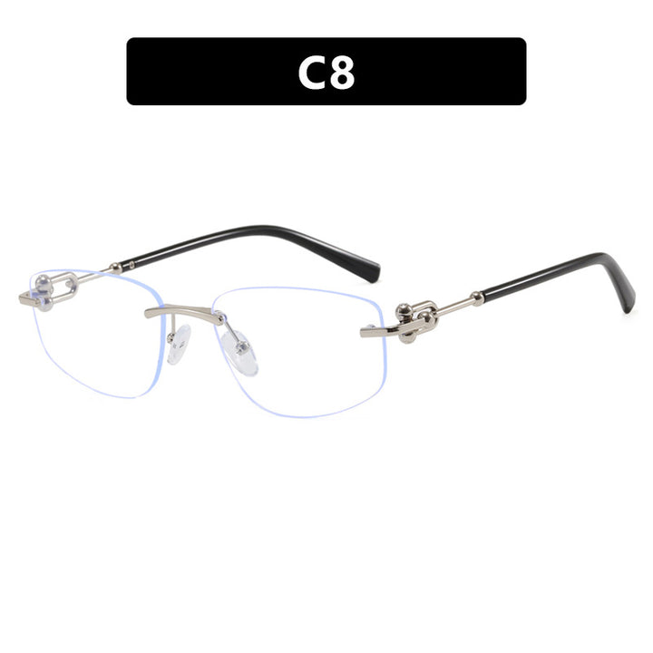 Ladies elegant semi-rimless glasses with luxurious metal frame and transparent lenses Bowlift