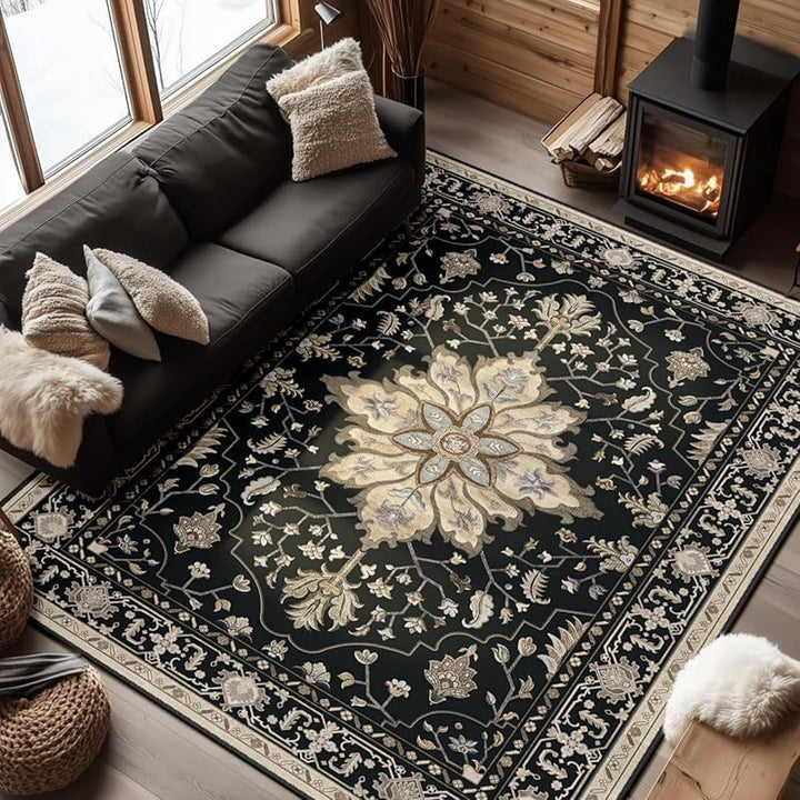 Elegant Floral Pattern Area Rug Bowlift