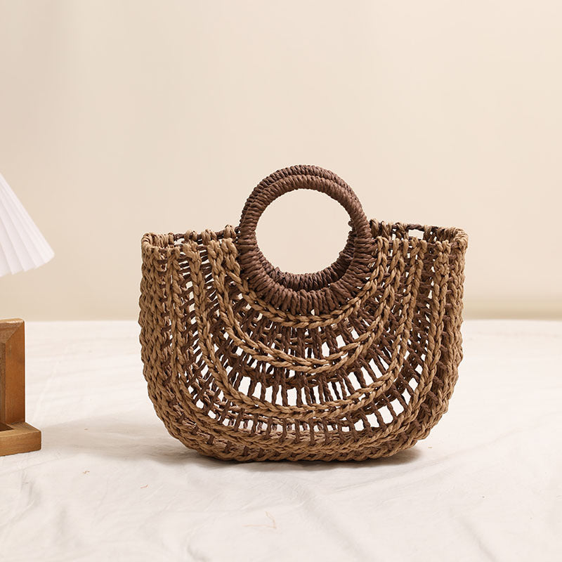 Handcrafted basket bag with stylish ring handle Bowlift