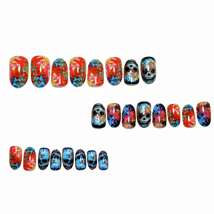 Creative skull and gradient design artificial nails Bowlift