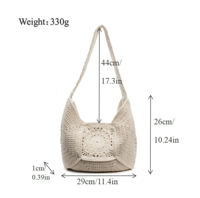 Macrame Shoulder Bag with Decorative Crochet Pattern Bowlift