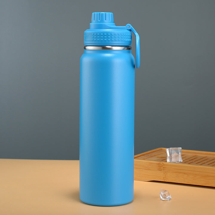 Double-Wall Vacuum Insulated Stainless Steel Wide-Mouth Water Bottle With Leakproof Screw Cap And Ergonomic Carry Handle