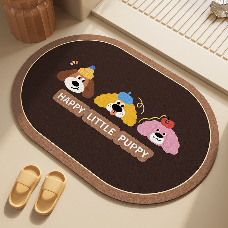 Playful Puppy-Themed Floor Mat