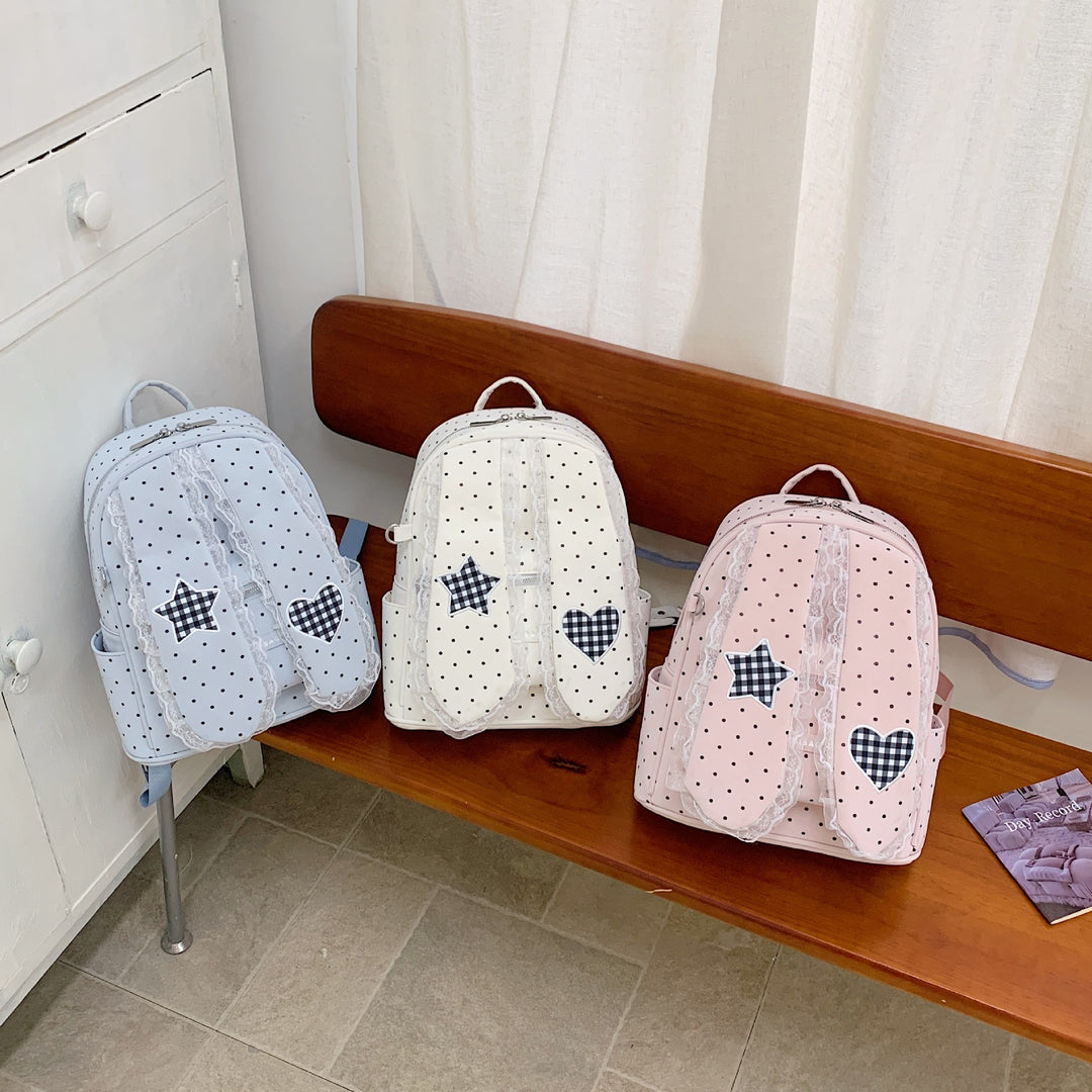 Fashionable Polka Dot Backpack Bowlift