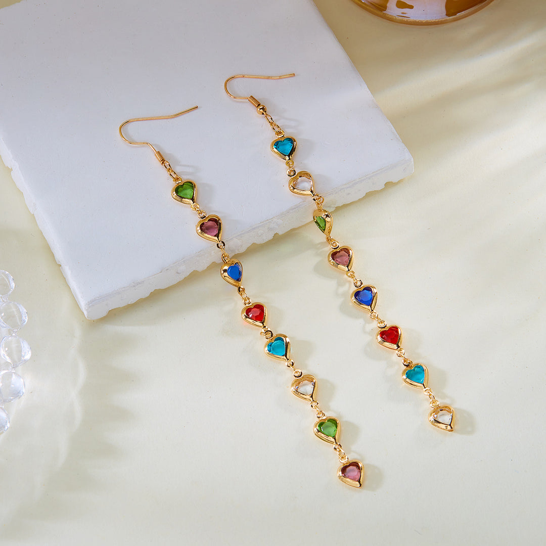 Dazzling Heart-Shaped Drop Earrings Bowlift
