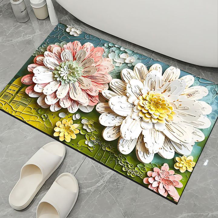 Floral Pattern Non-Slip Bath Mat Bowlift