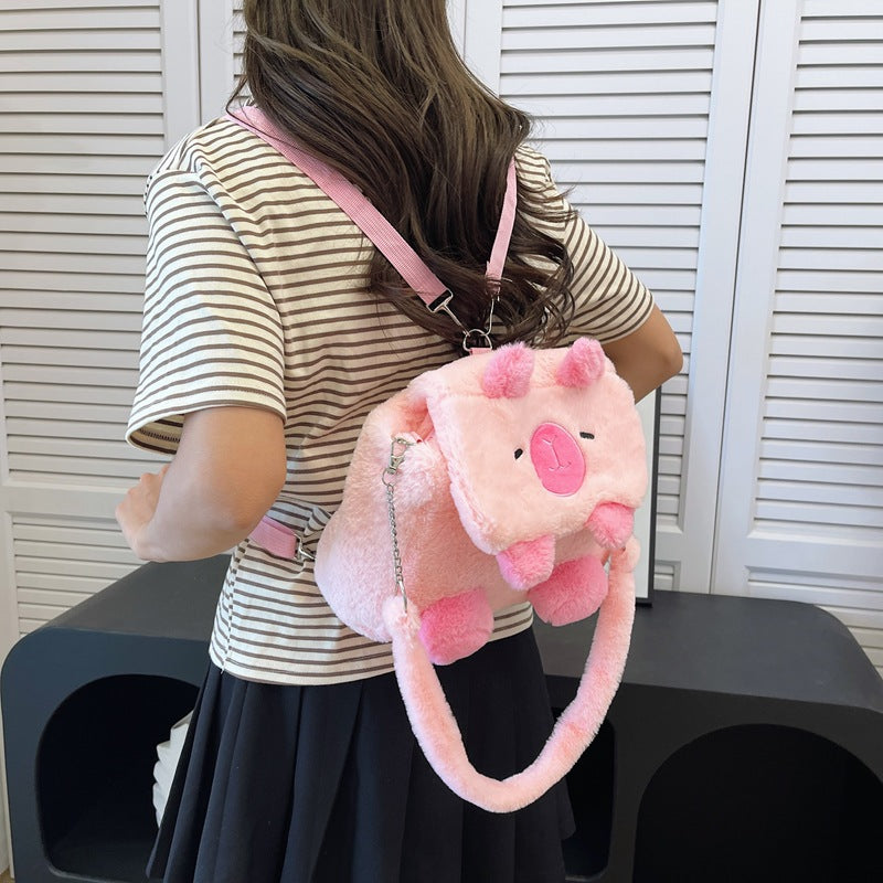Plush shoulder bag with animal motif and shoulder strap Bowlift