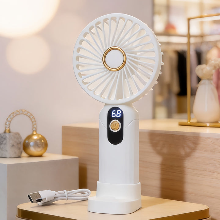 Women's Portable Hand Fan with Digital Display Bowlift   1782815881