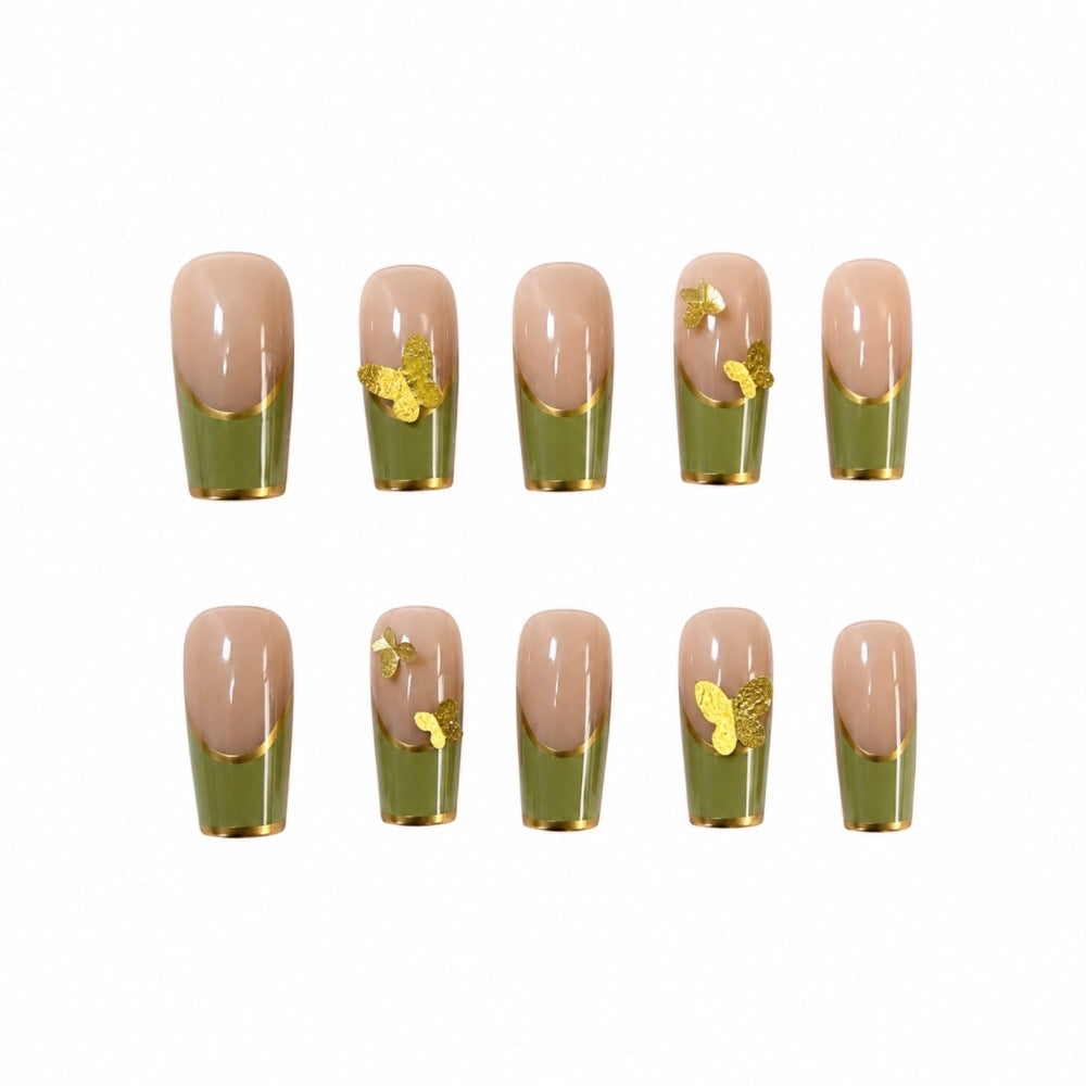 Artistic Butterfly-Embellished Press-On Nails Bowlift