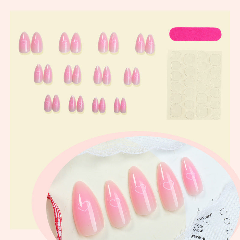 Heart-Patterned Press-On Nail Art Set