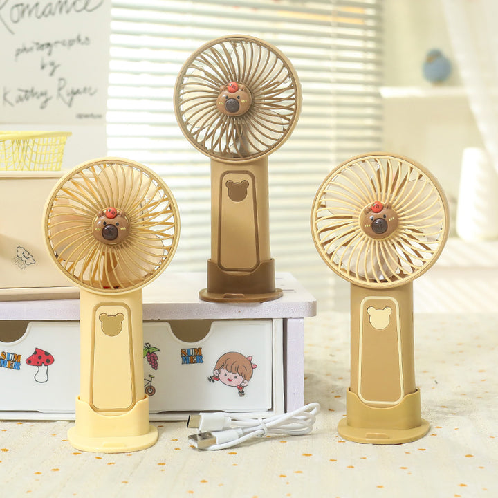 Portable Usb Hand Fan with Cute Animal Face and Multiple Speed Control Bowlift