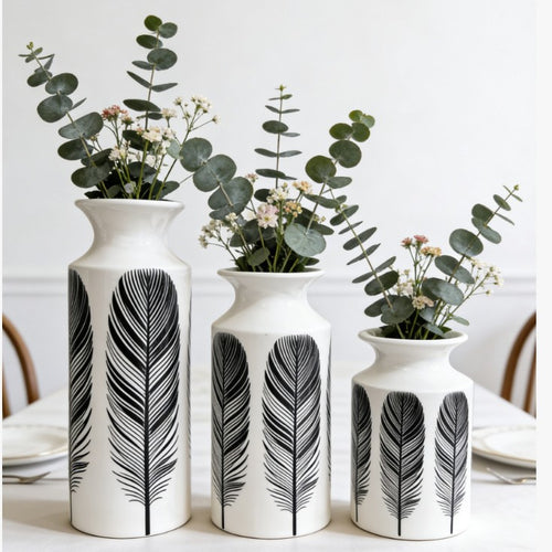 Decorative Feather Print Vase Bowlift