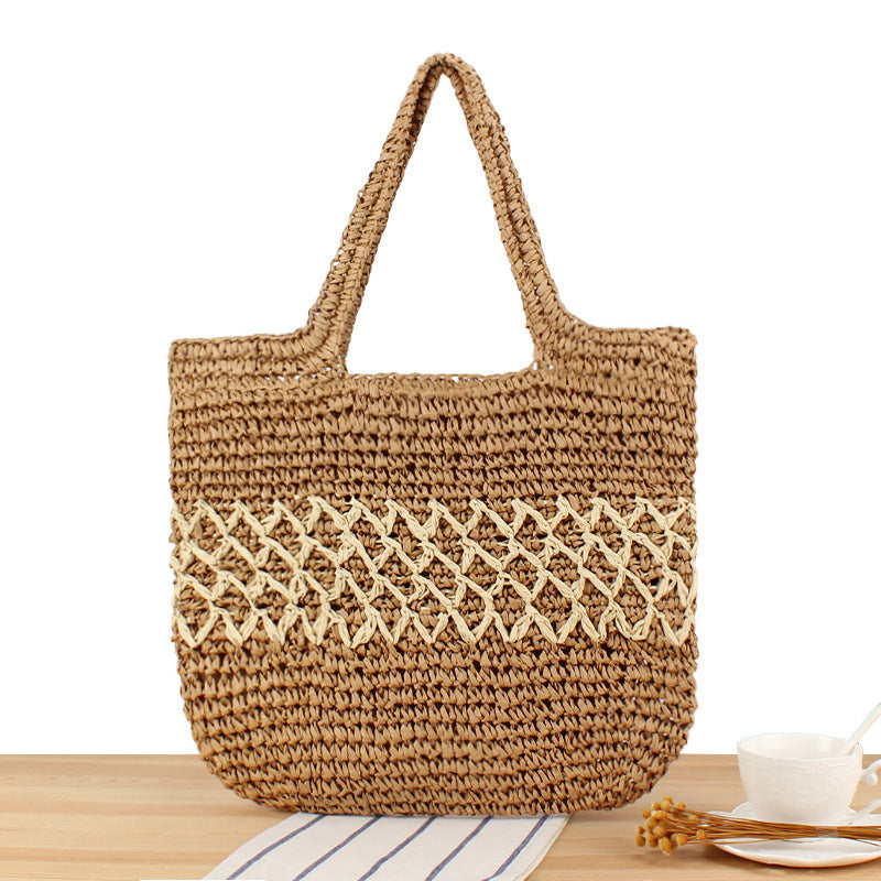 Handcrafted raffia shoulder bag with floral details Bowlift