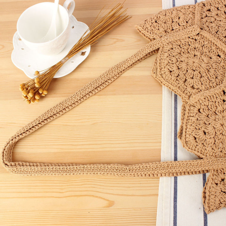 Handcrafted macrame tote bag with unique honeycomb pattern Bowlift