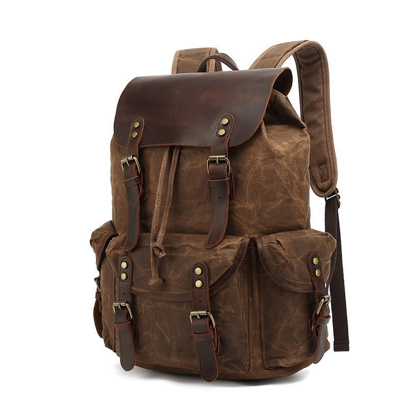 Rustic hiking backpack with multiple outer pockets Bowlift