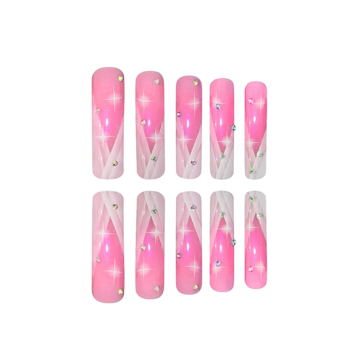 Premium Decorative Long Press-On Nail Extensions Bowlift