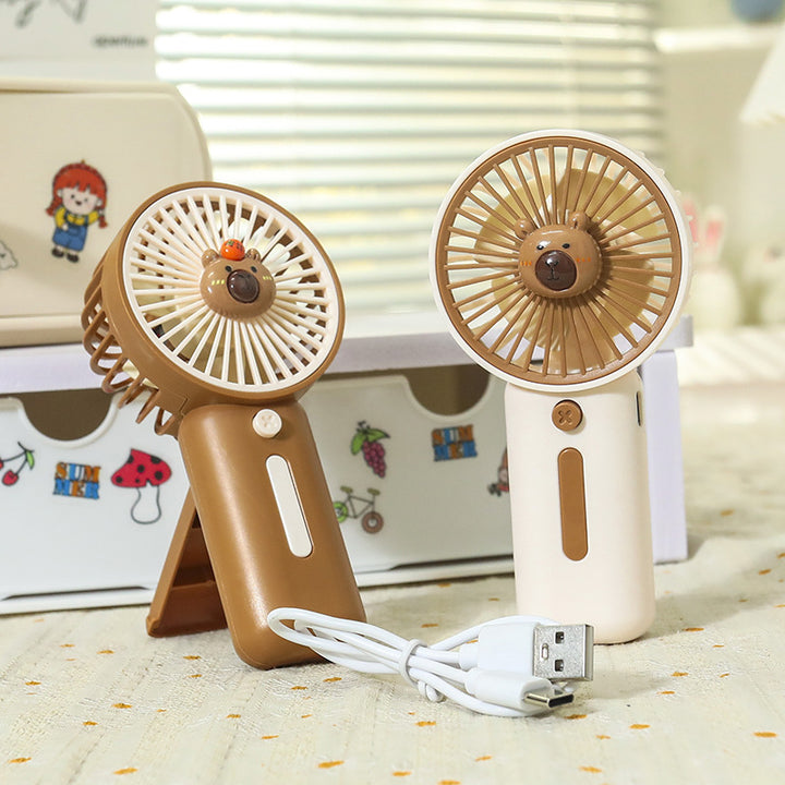 Women Portable Mini Fan with Cute Animal Design Bowlift