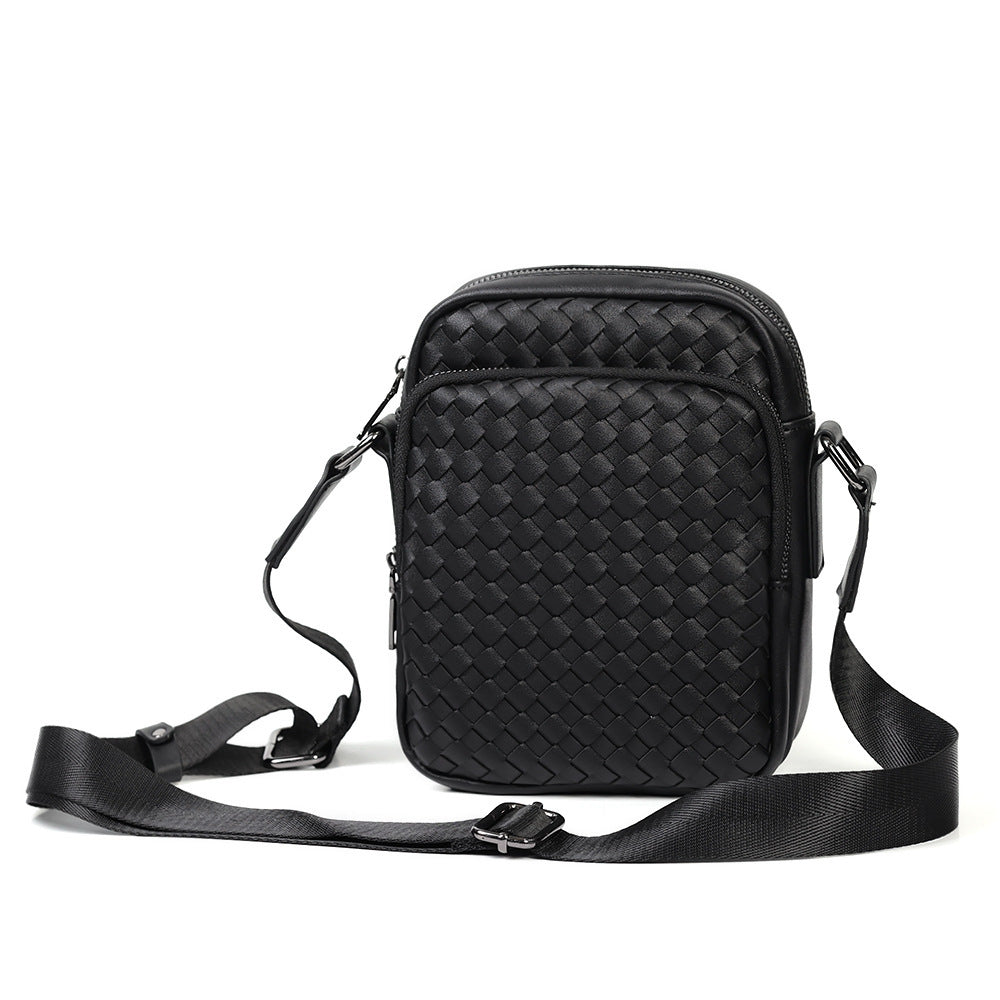Practical Crossbody Bag with Woven Design Bowlift