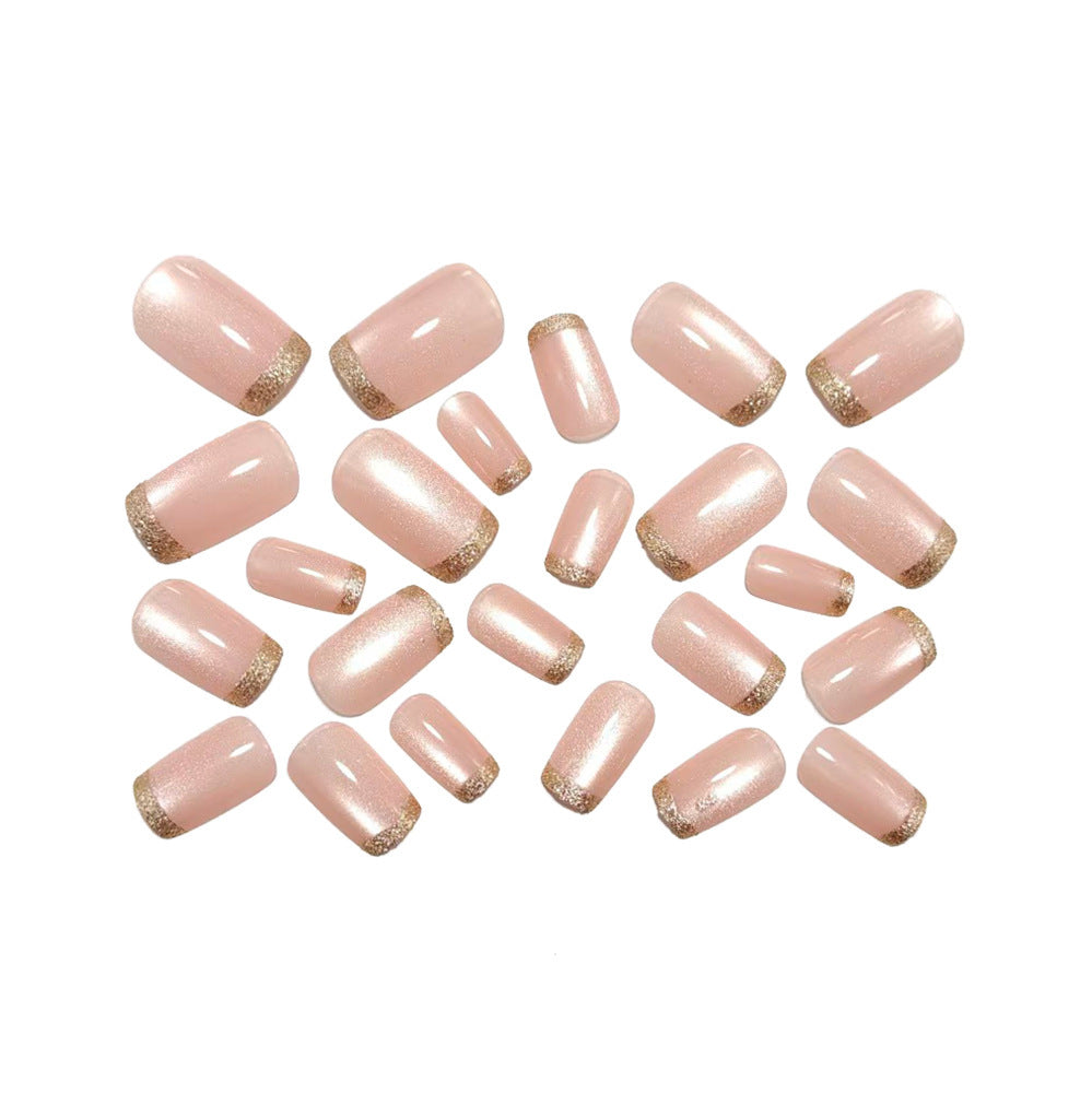 Artificial nails in elegant glitter French design Bowlift