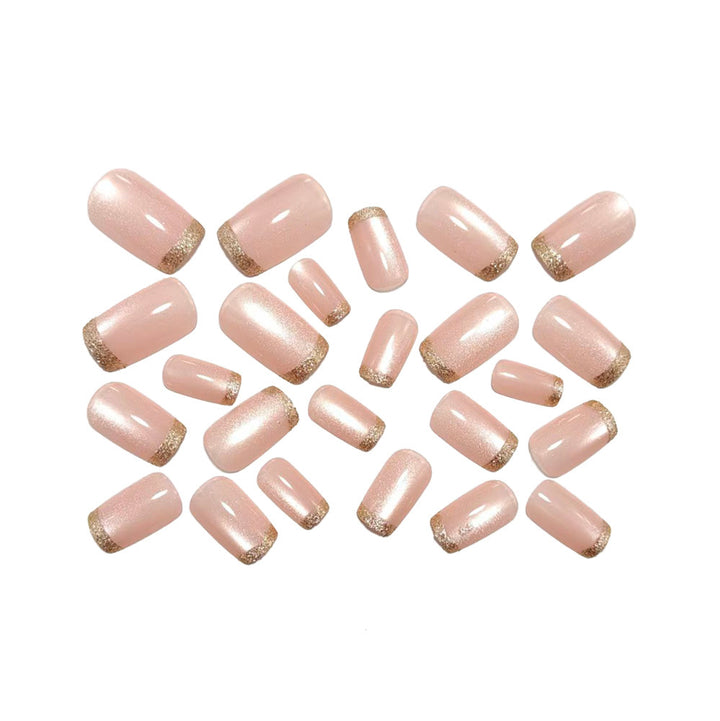 Artificial nails in elegant glitter French design Bowlift