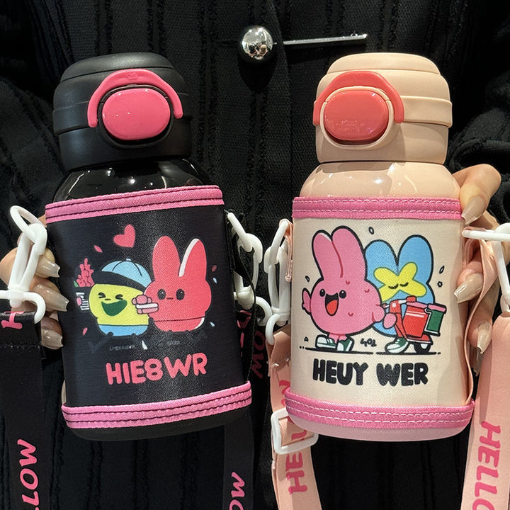 Women's insulated drinking bottle with secure flip-top lid and playful design Bowlift