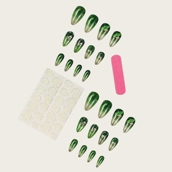 Elegant artificial nails with botanical design Bowlift