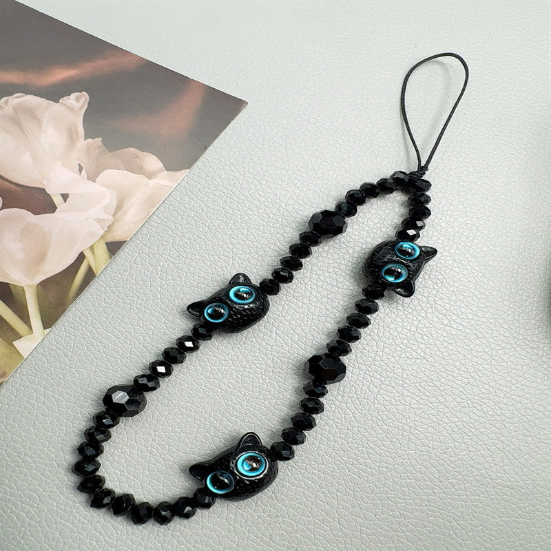 Charming Cat-Themed Beaded Eyewear Holder Bowlift