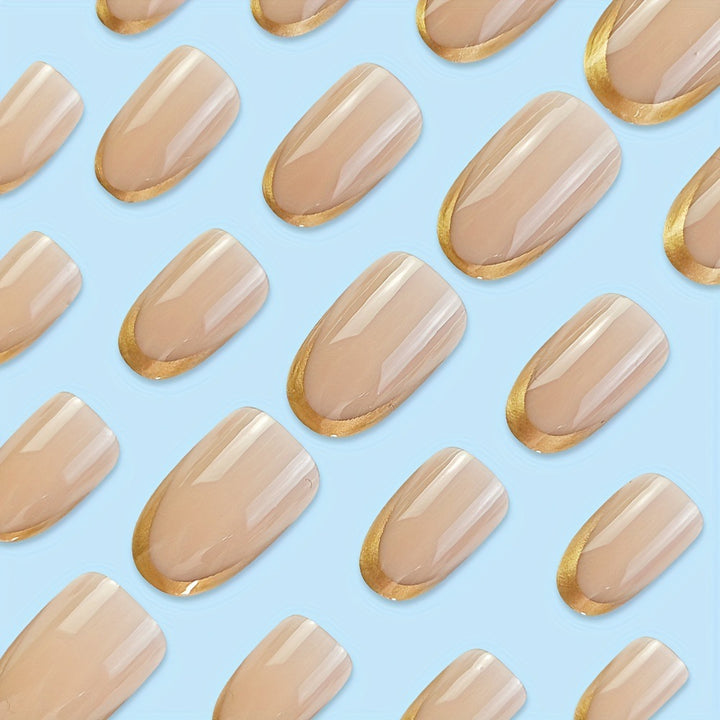 Elegant Glossy French Tip Nail Set Bowlift