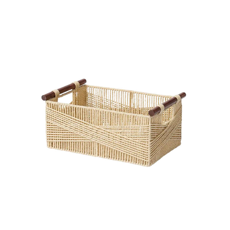 Handwoven Storage Basket with Wooden Handles Bowlift